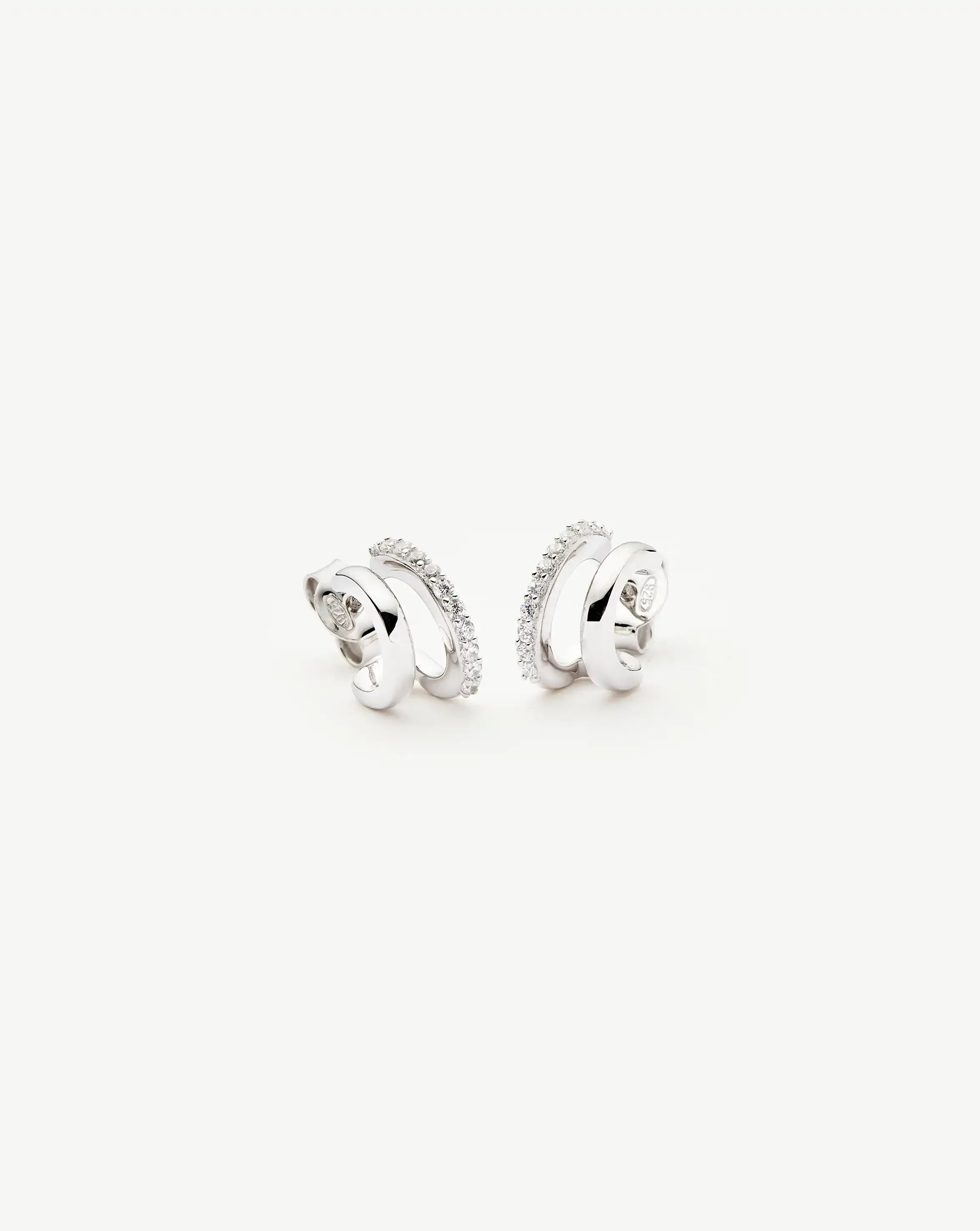 Classic Double Huggies | Sterling Silver/Cubic Zirconia - Image 5
