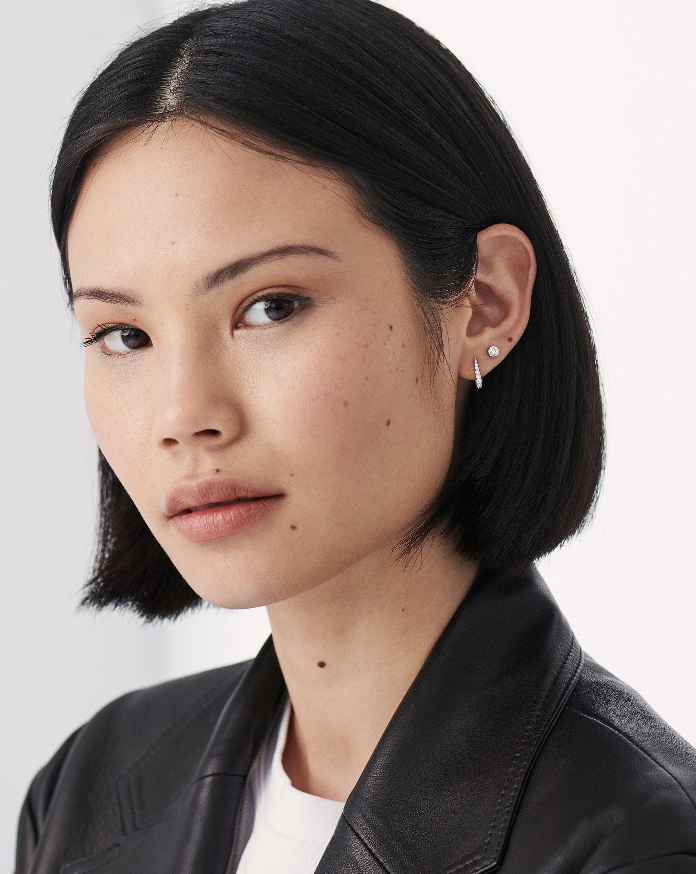 Solid Gold Claw Huggies | 14ct White Gold/Diamond - Image 3