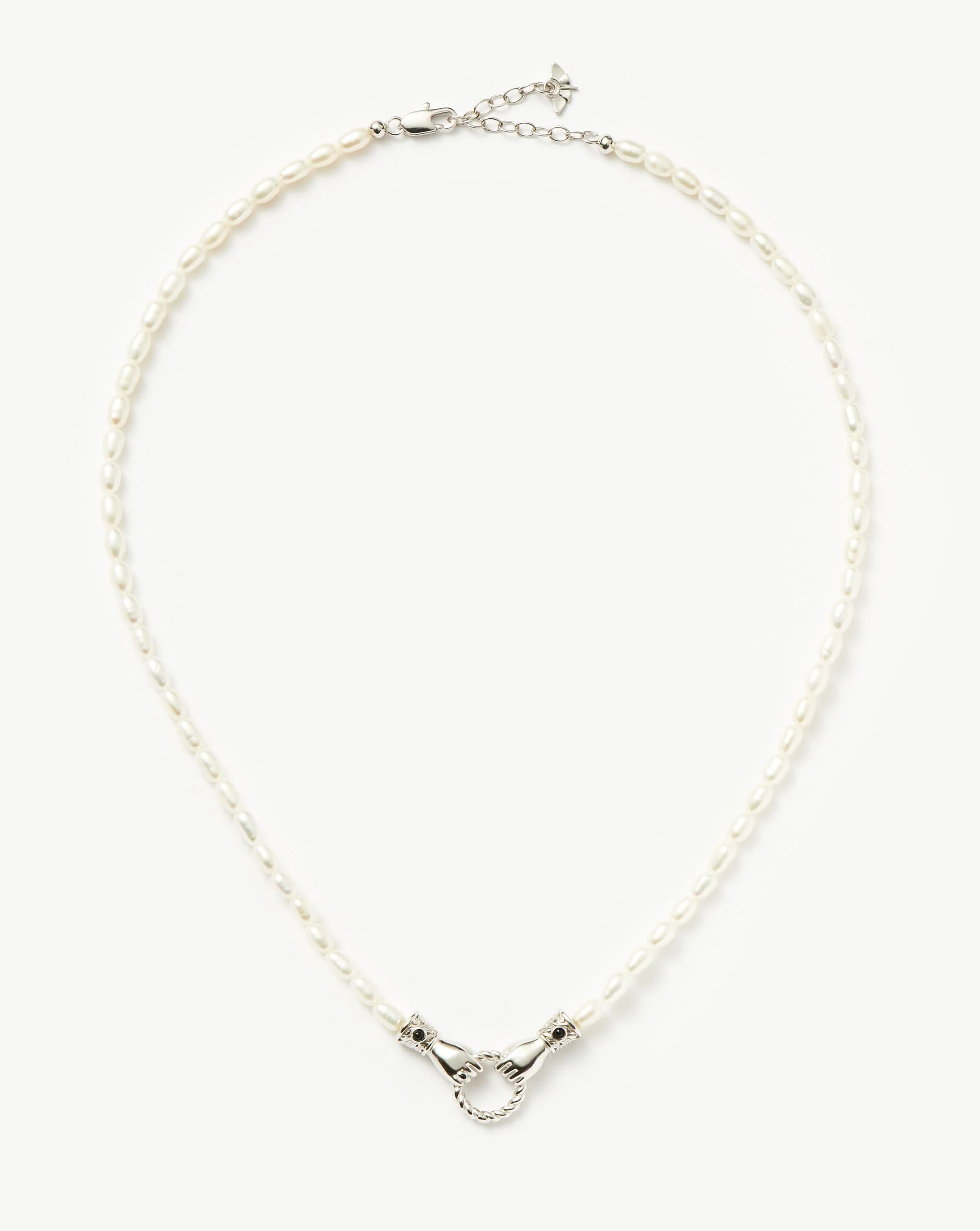 Harris Reed In Good Hands Pearl Necklace | Silver Plated/Pearl & Black Onyx - Image 5