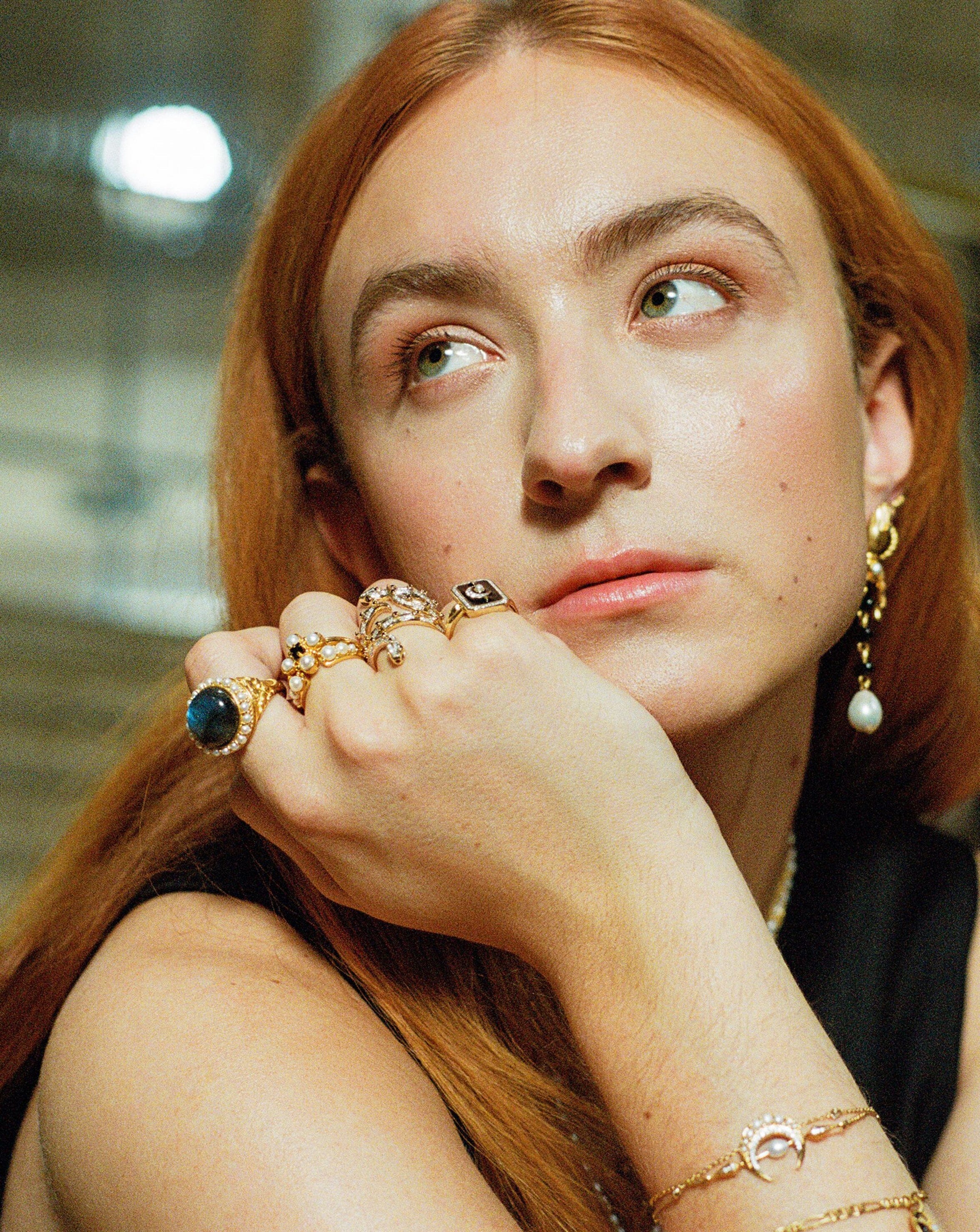 Harris Reed Labradorite Cocktail Ring | 18ct Gold Plated/Pearl & Labradorite - Image 3