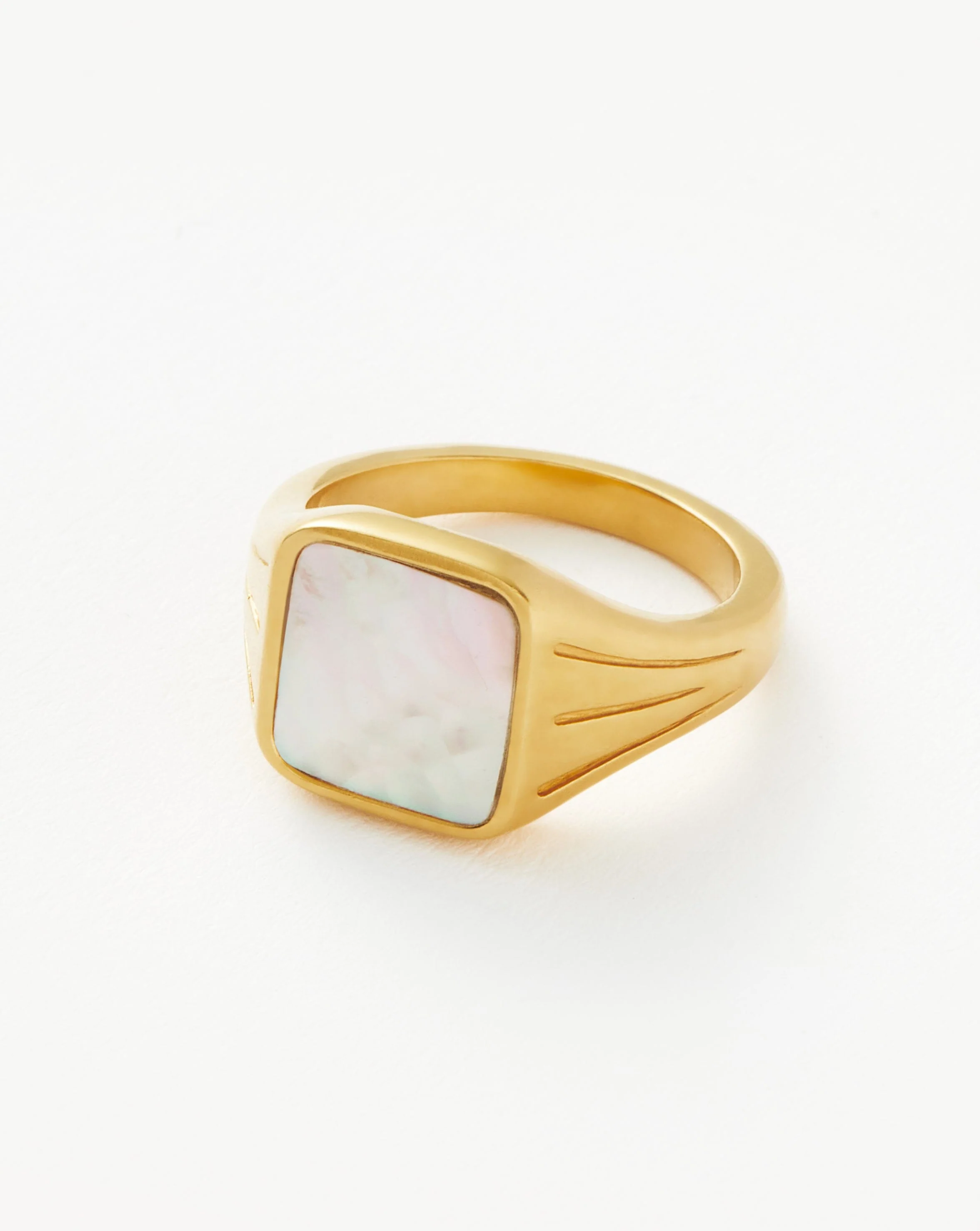 Lucy Williams Square Signet Ring | 18ct Gold Vermeil/Mother of Pearl - Image 4