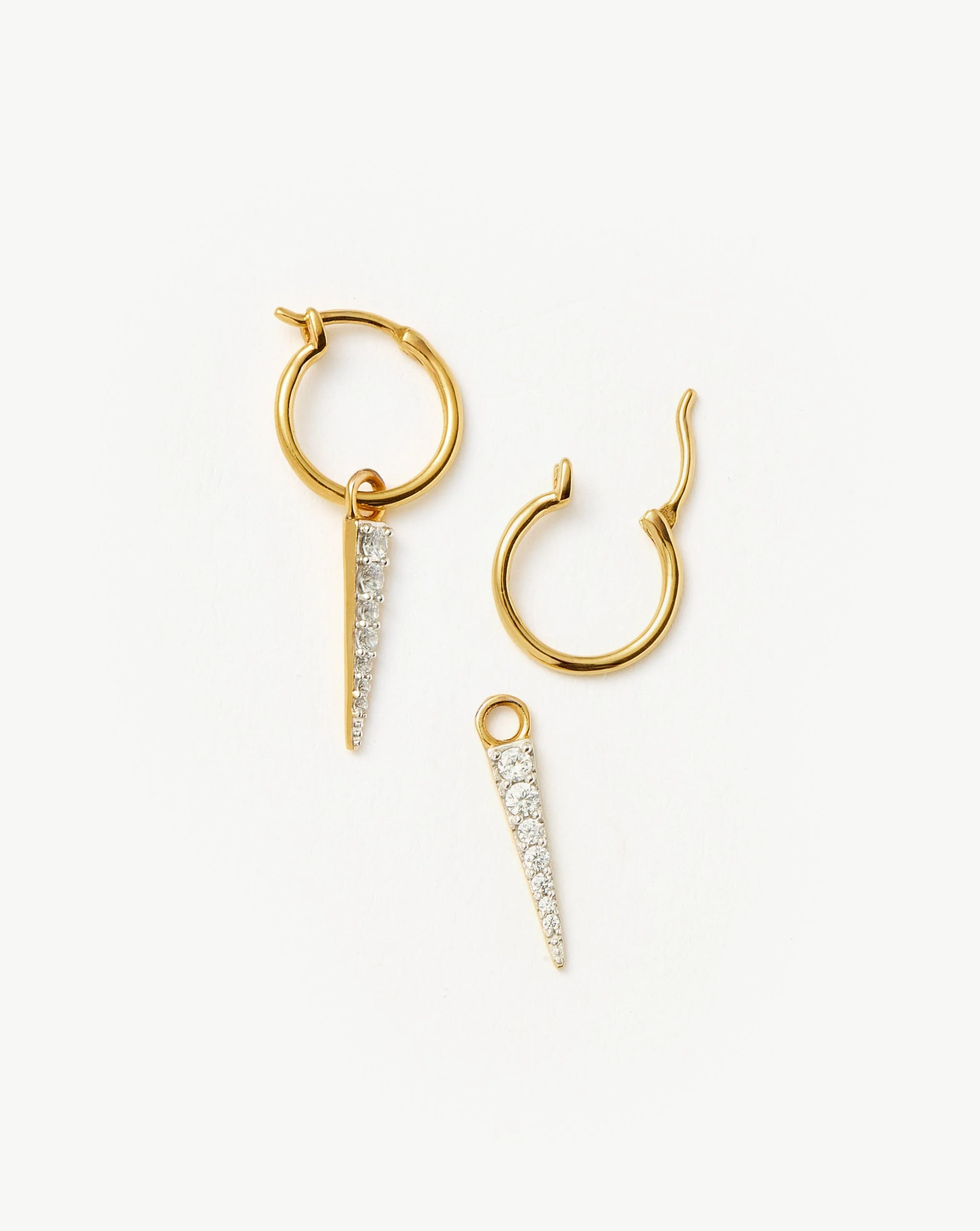Mini Pave Spike Charm Hoop Earrings | Gold/Cubic Zirconia - Image 4