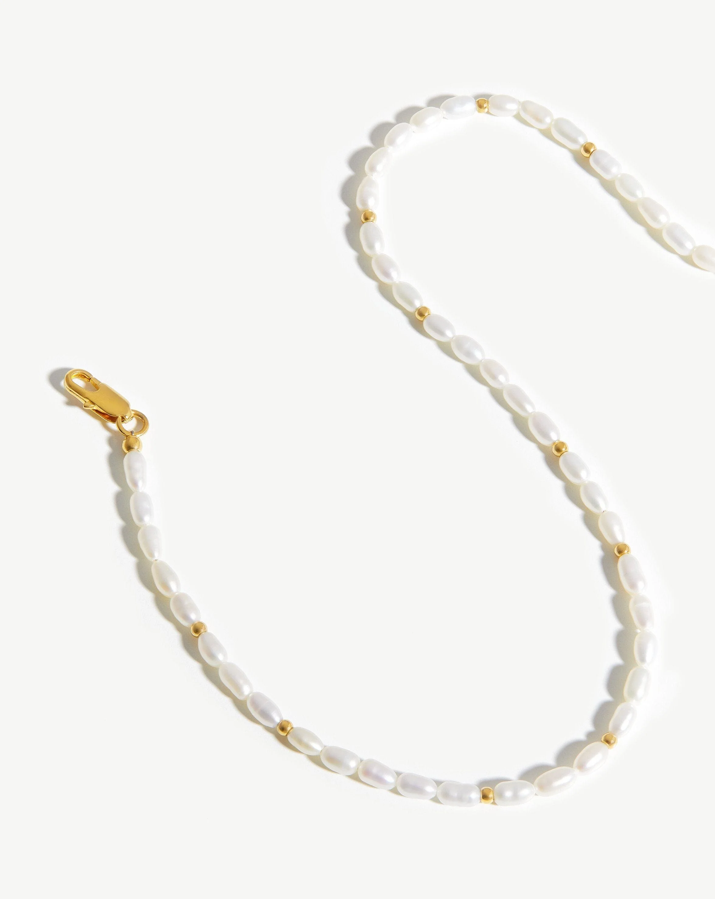 Short Seed Pearl Beaded Necklace | 18ct Gold Plated/Pearl - Image 4
