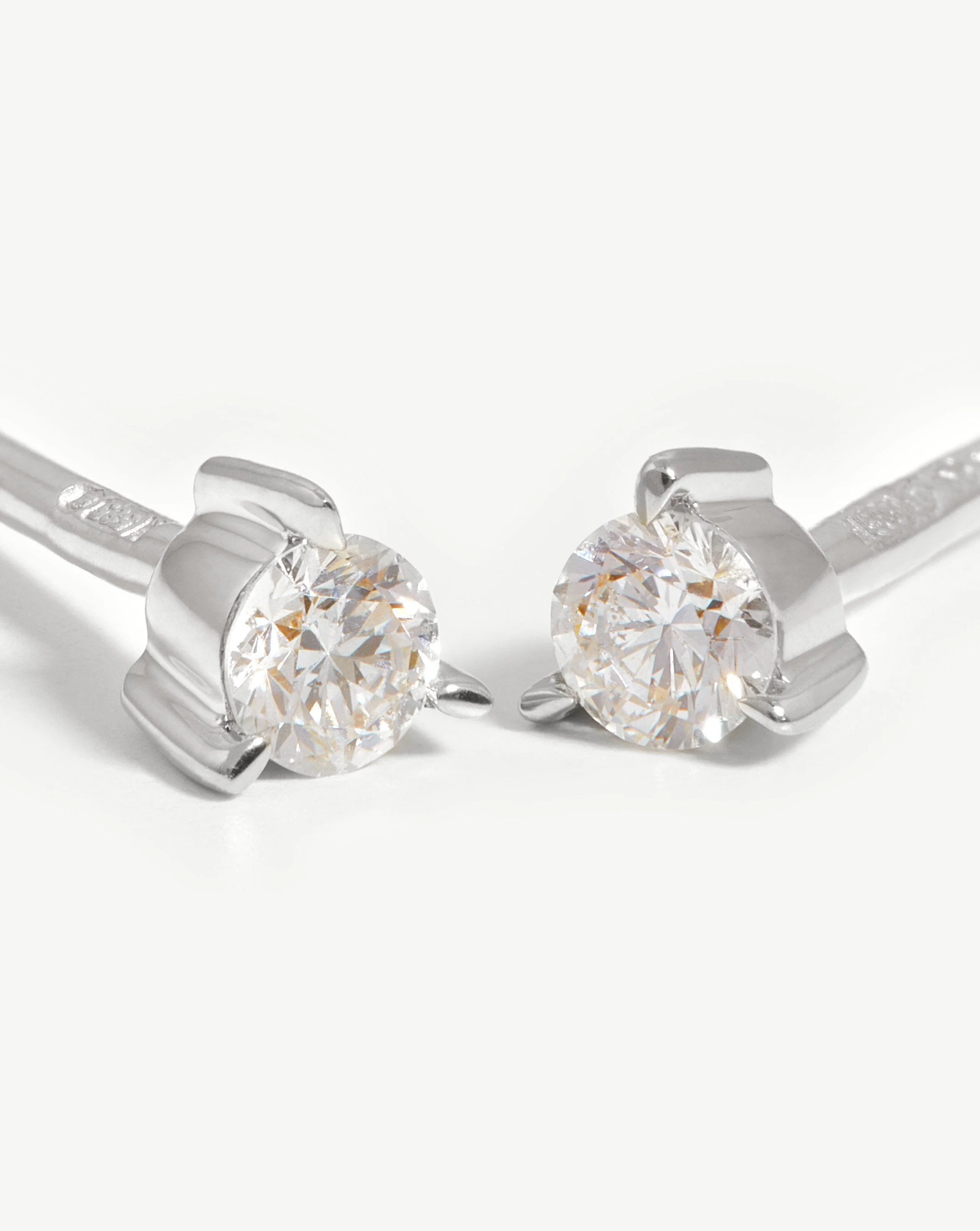 Solid Gold Small Solitaire Diamond Stud Earrings - Image 3